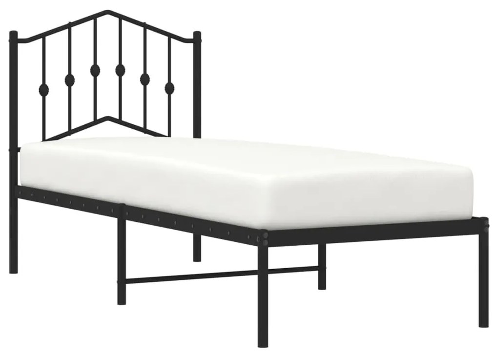 Estrutura de cama com cabeceira 75x190 cm metal preto