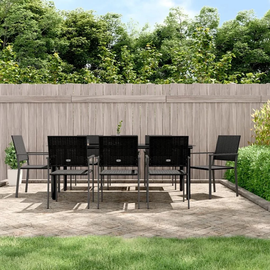 vidaXL 9 pcs conjunto de jantar p/ jardim vime PE e aço