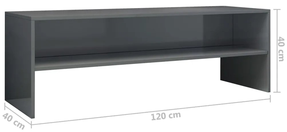 Móvel de TV 120x40x40 cm derivados de madeira cinza brilhante