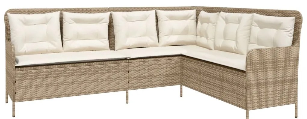 2 pcs conjunto de sofás p/ jardim com almofadões vime PE bege