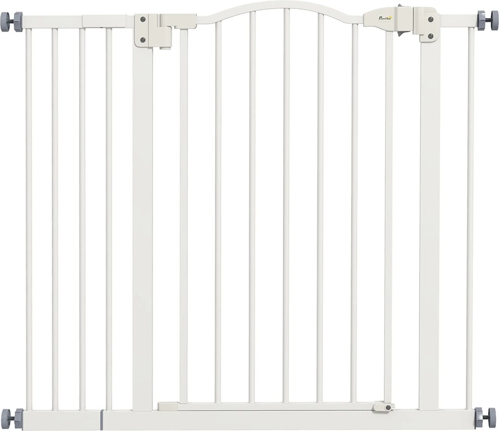 Barreira de Segurança para Cães com Largura Ajustável 74-94 cm e Extensão para Escadas e Portas Branco