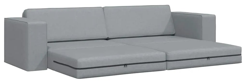 Sofá Cama de Chão 2 em 1 Cinza Claro 245x150x60.5 cm Tecido