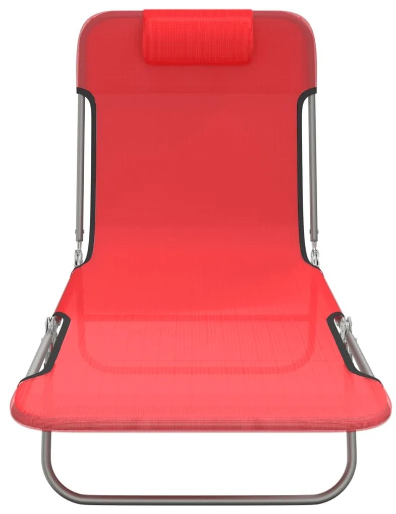 Espreguiçadeiras dobráveis 2 pcs textilene e aço vermelho