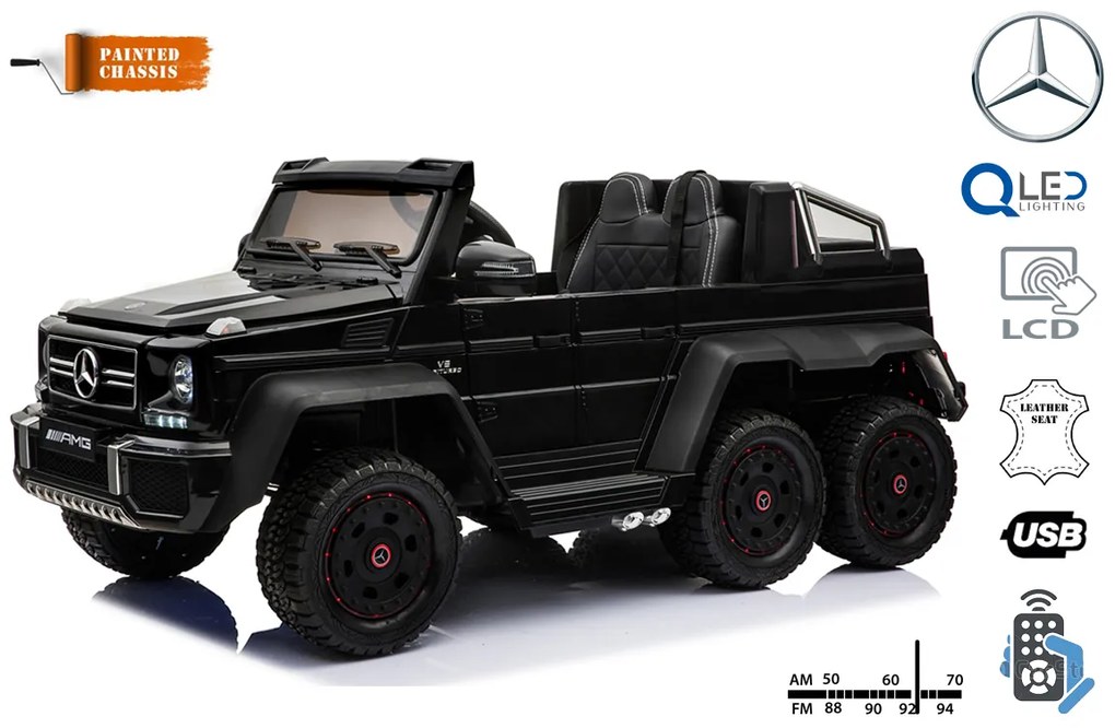 Carro elétrico para Crianças Mercedes-Benz G63 6X6, tela LCD, retroiluminação, 2,4 Ghz, 12V14AH, bateria removível, MOTOR 4 X, controle remoto, assent
