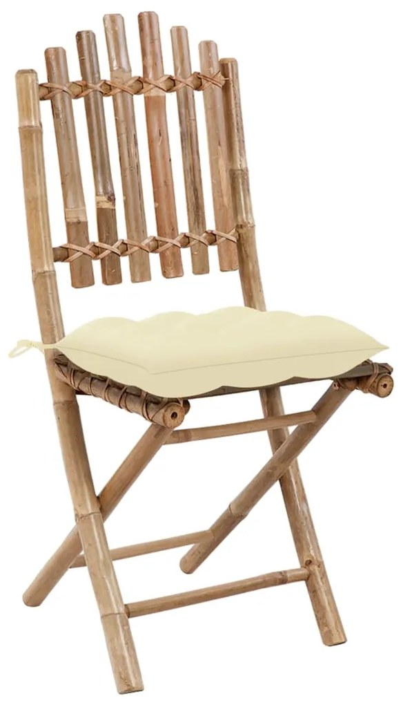 Cadeiras de jardim dobráveis c/ almofadões 2 pcs bambu