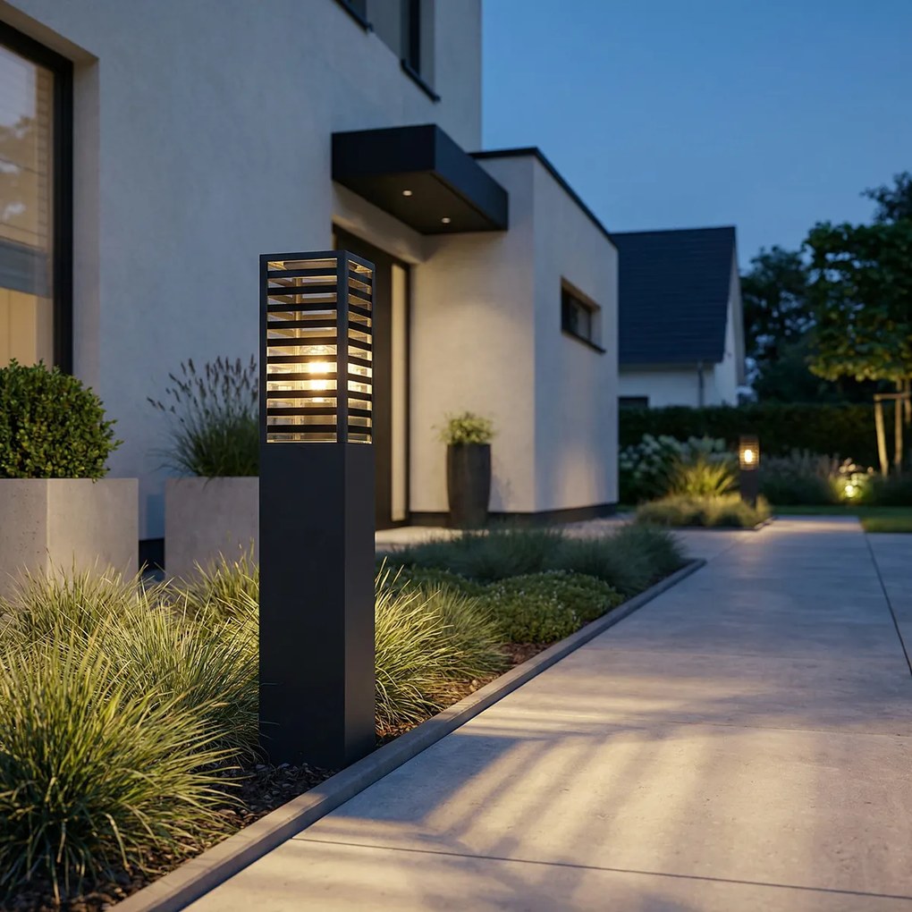 Candeeiro de pé moderno para exterior preto 80 cm IP44 - Reims