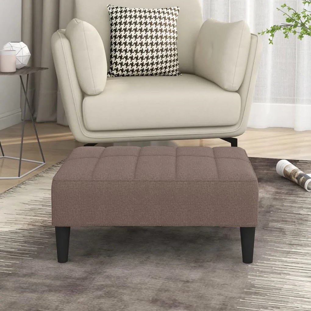 vidaXL Apoio de pés 78x56x32 cm tecido cinzento-acastanhado