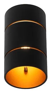 Candeeiro de parede moderno preto com interior dourado - Pia Moderno