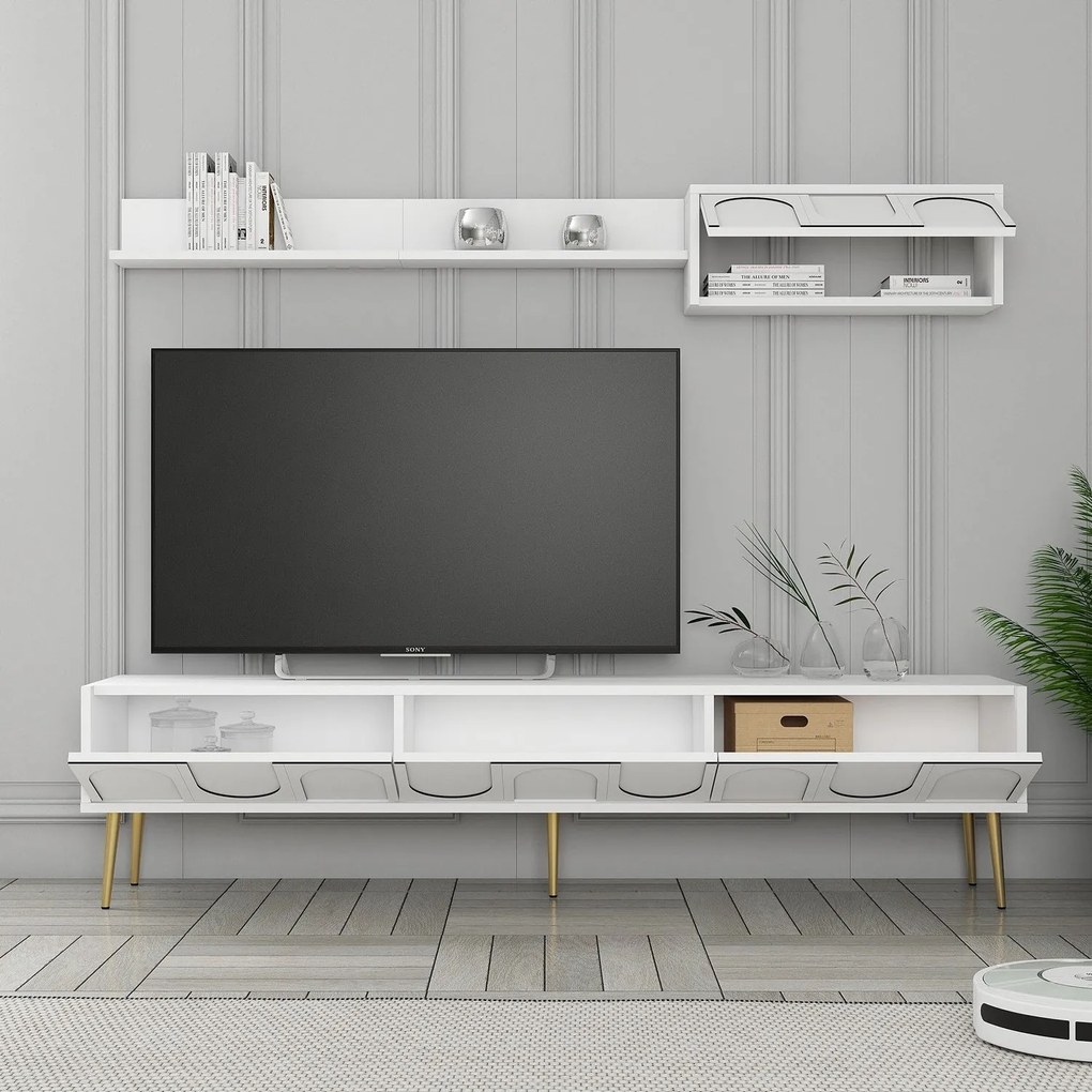 ****
Unidade de TV Lyon – Branco e Dourado – 180 cm x 43 cm x 35 cm
*
