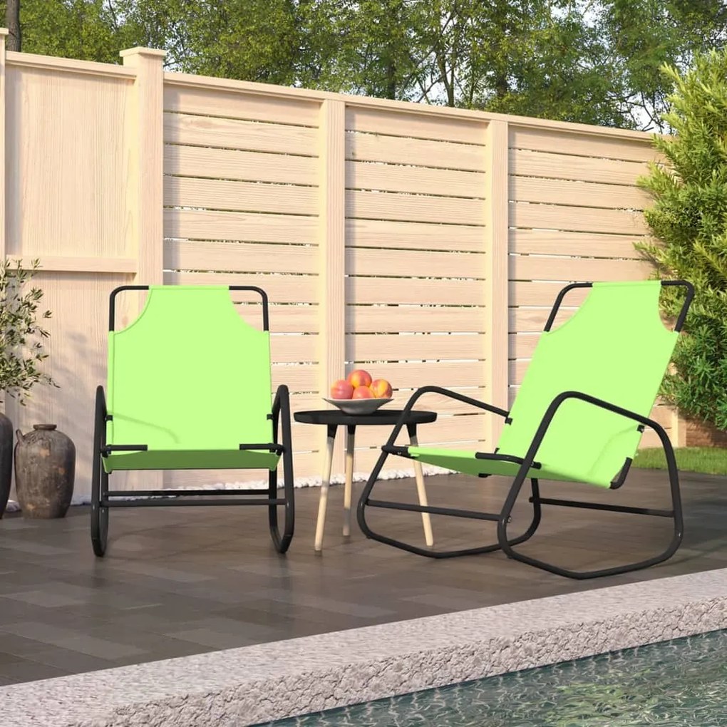318143 vidaXL Espreguiçadeiras baloiço 2 pcs aço e textilene verde