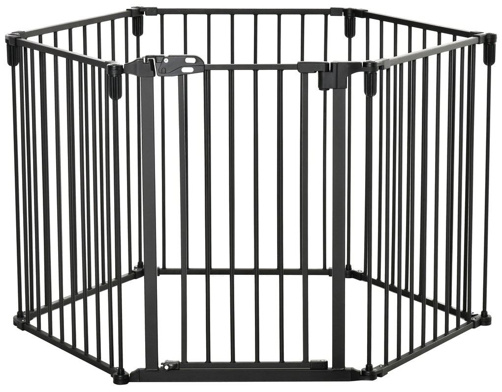 PawHut Parque para Cães de 6 Painéis Dobrável com Porta 362,5x76 cm Preto | Aosom Portugal