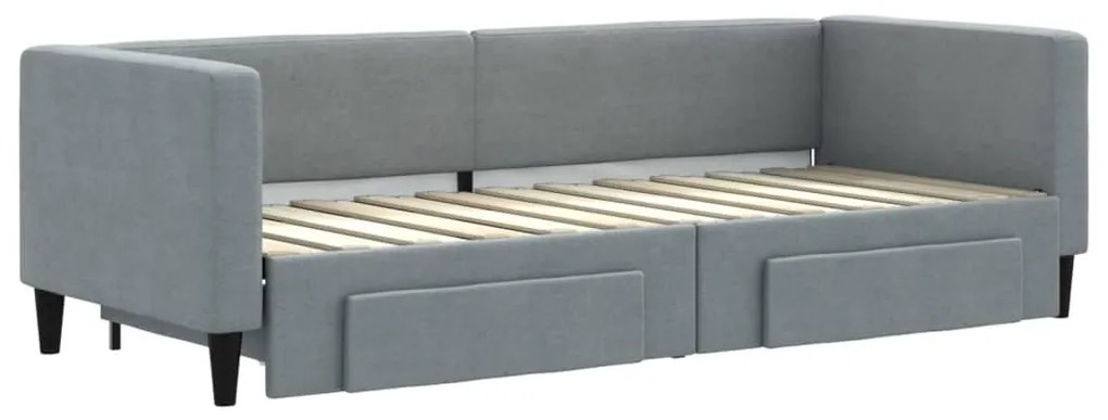 Sofá-cama c/ gavetão e gavetas 80x200 cm tecido cinzento-claro