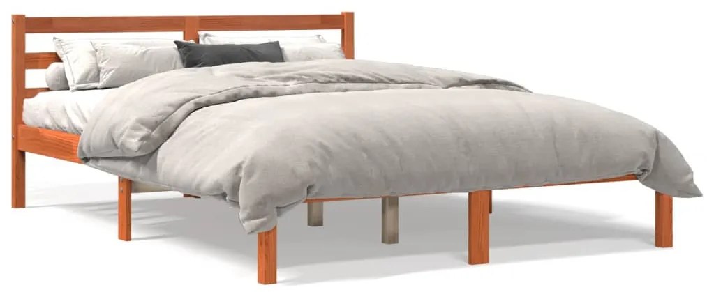 Estrutura de cama 120x190 cm madeira pinho maciça castanho cera