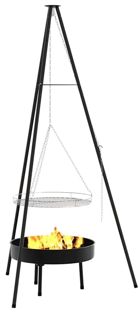 Tripé para Cozinha ao Fogo com Grelha e Tray de Fogo 170 cm