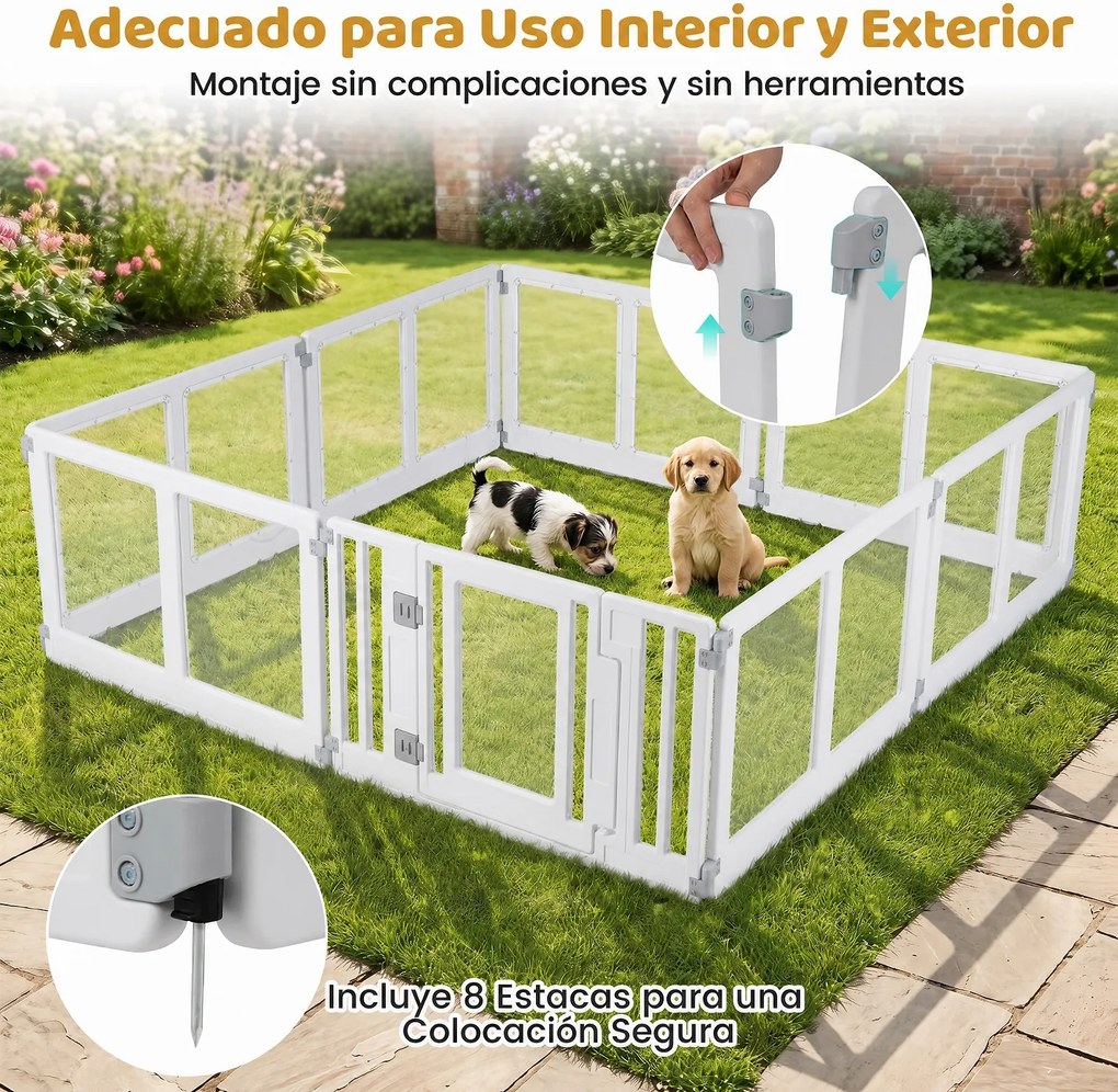 Recinto para Animais de Estimação, 176 x 176 x 57 cm, Painéis Transparentes, Branco