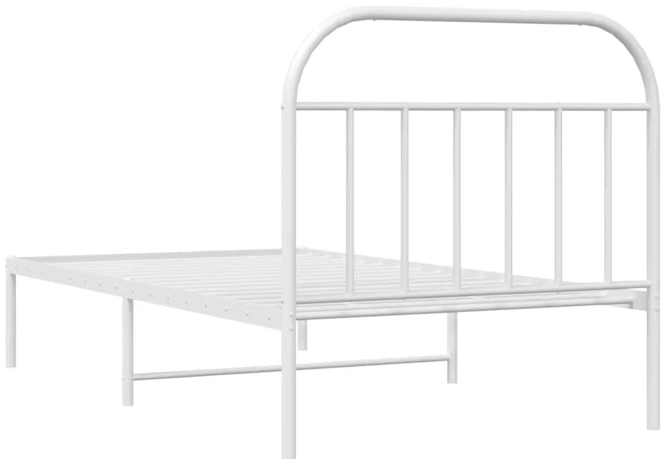 Estrutura de cama com cabeceira 100x190 cm metal branco