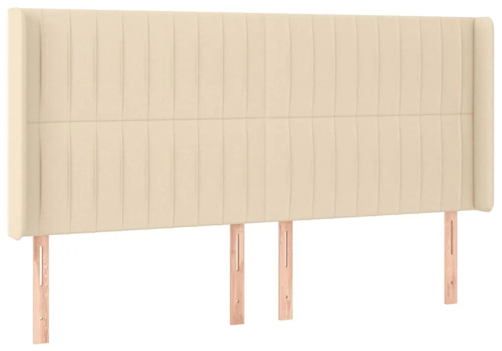 Cabeceira cama c/ luzes LED tecido 163x16x118/128 cm cor creme