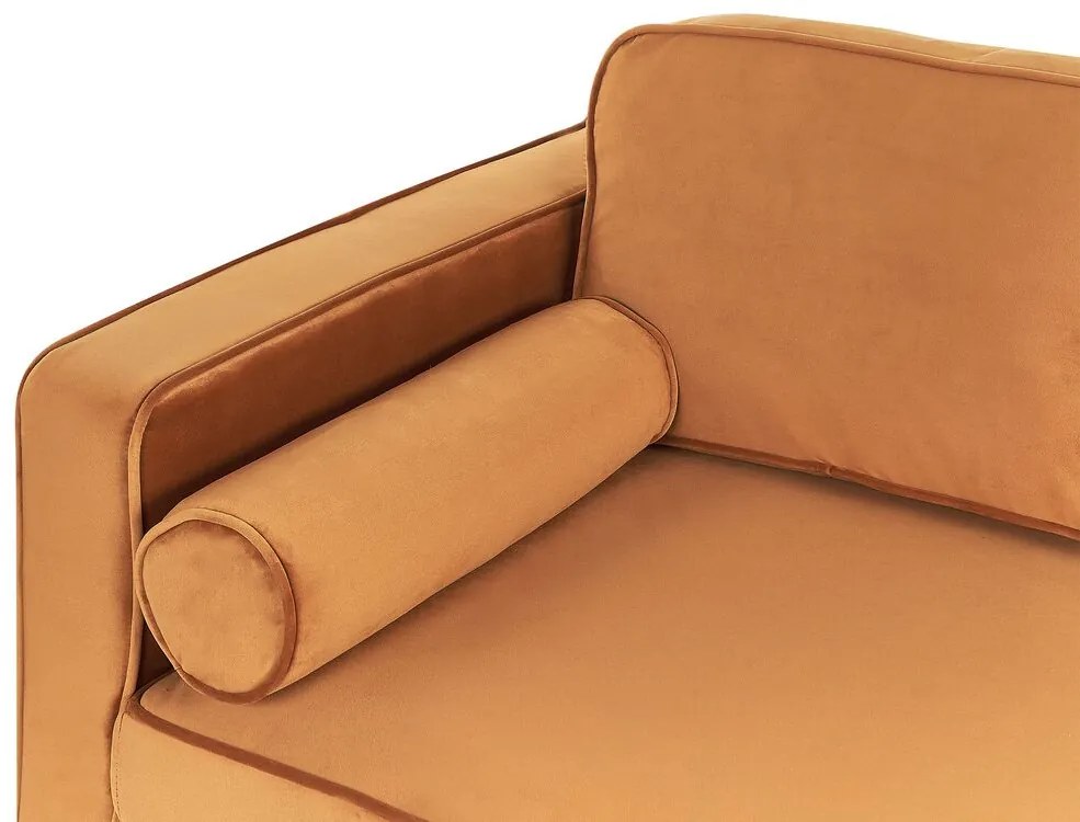 Chaise-longue à esquerda em veludo laranja MIRAMAS Beliani