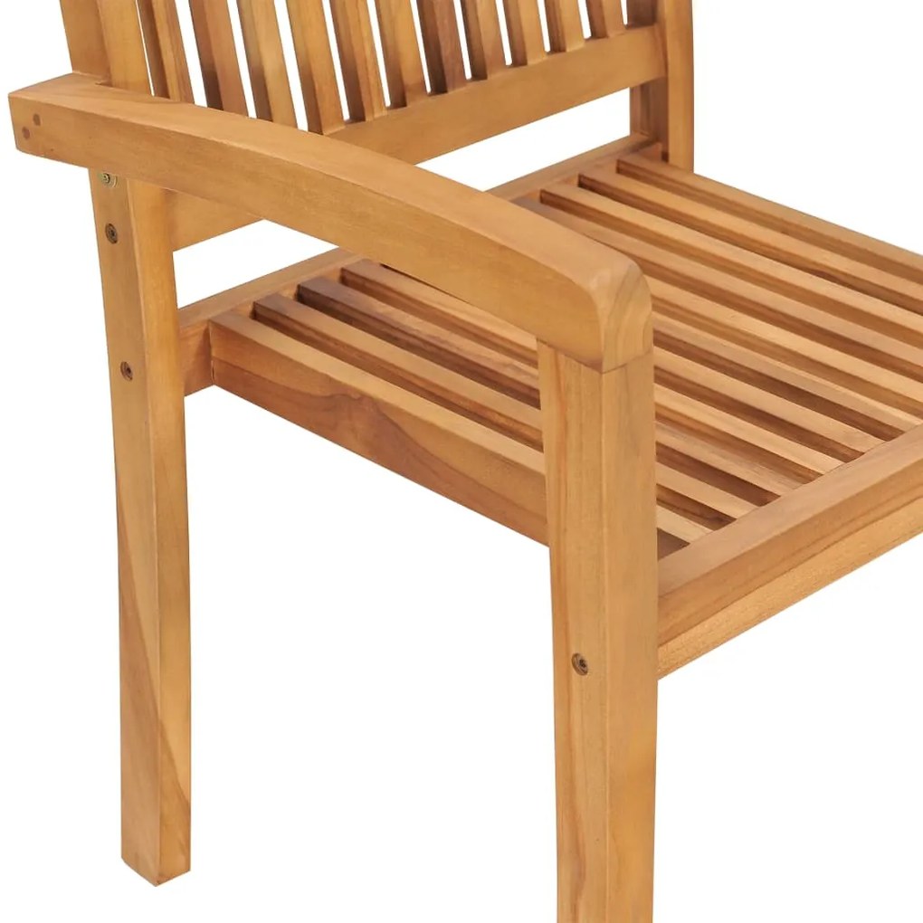 Cadeiras de jardim empiháveis c/ almofadões 8 pcs teca maciça