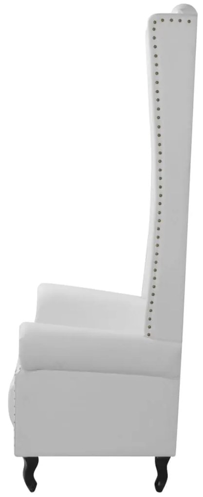 Poltrona de costas altas couro artificial branco