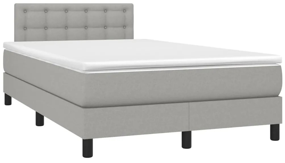 Cama box spring c/ colchão e LED 120x190 cm tecido cinza-claro