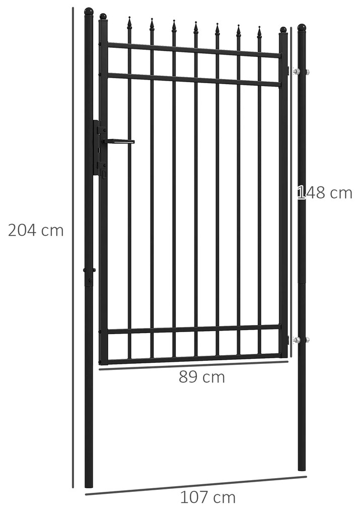 Outsunny Porta para Vedação de Jardim de Aço Galvanizado com Decoração