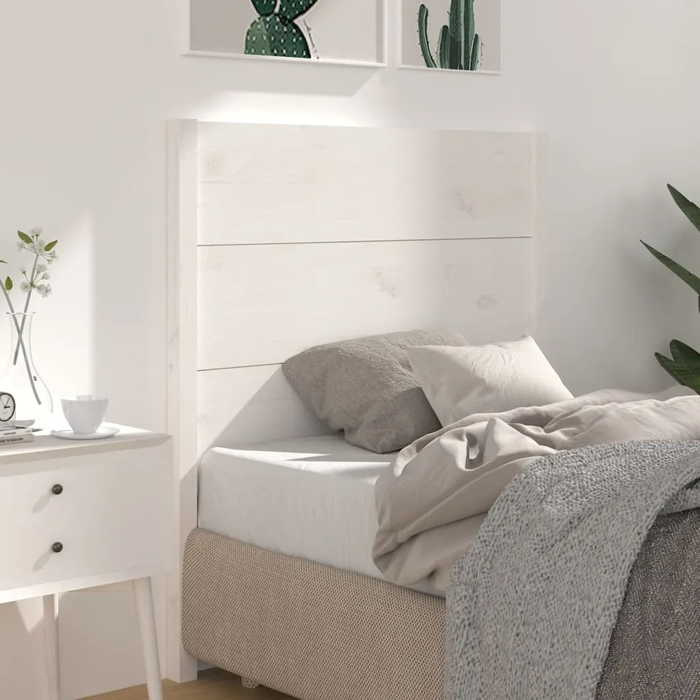 vidaXL Cabeceira de cama 81x4x100 cm pinho maciço branco
