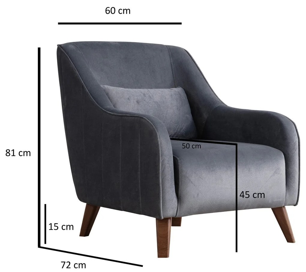 Cadeira Wing Buhara – Cinzento Escuro – 60x81x72 cm