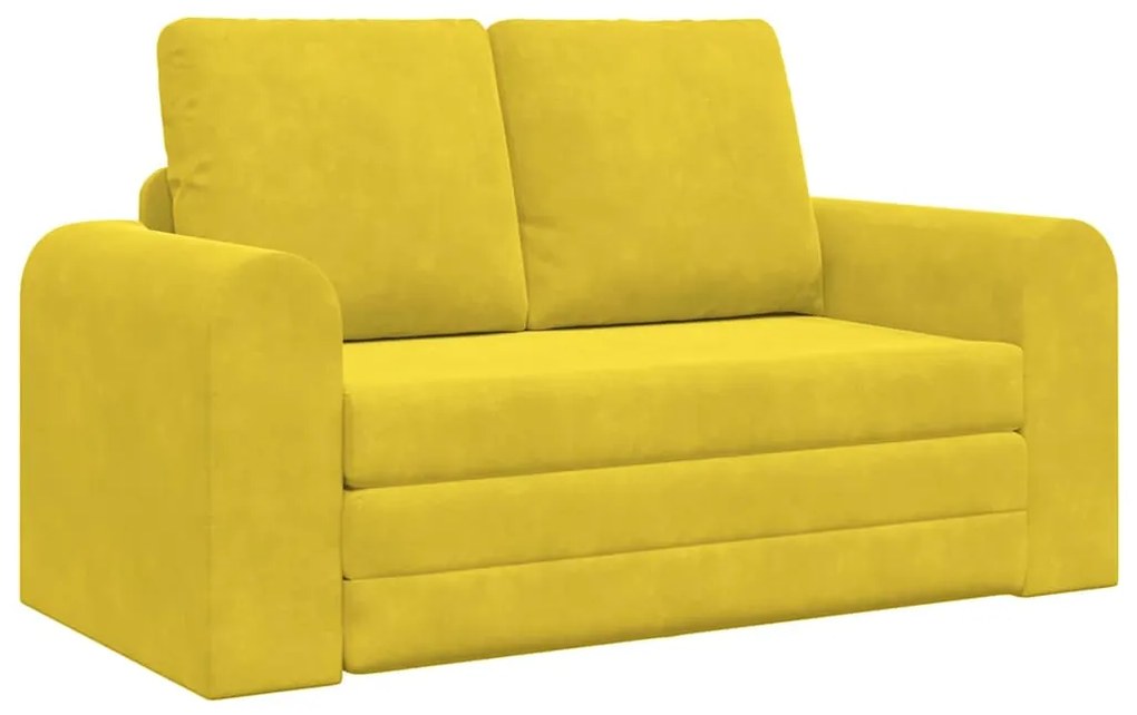 Sofá-camas de chão 2 em 1 Amarelo 148x71x83 cm Veludo