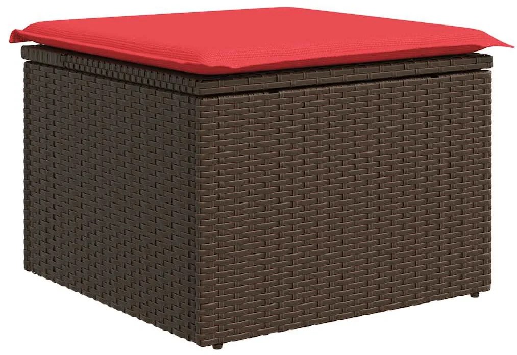 9 pcs conj. sofás jardim c/ almofadões vime PE/acácia castanho