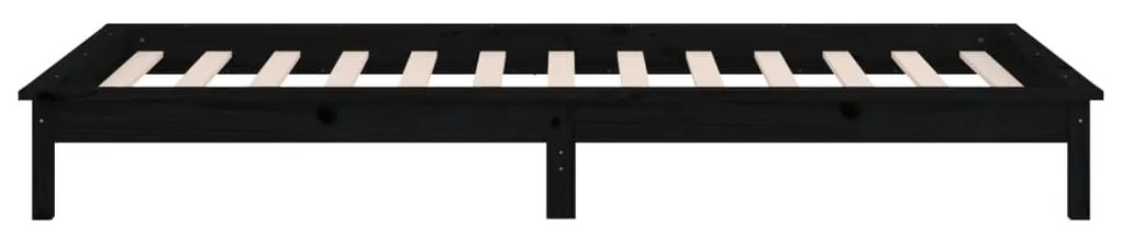 Estrutura de cama c/ luzes LED 90x200 cm madeira maciça preto