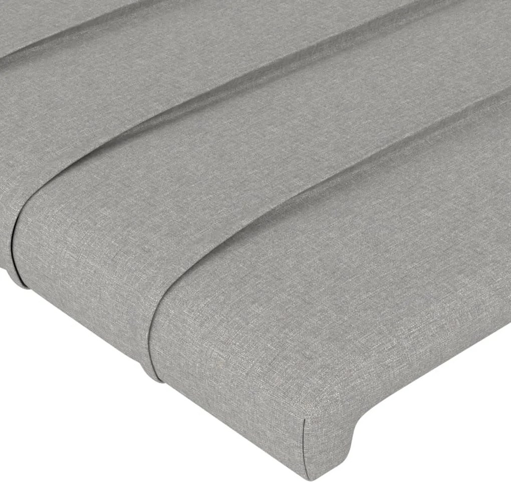 Cabeceira de cama c/luzes LED tecido 160x5x78/88 cm cinza-claro
