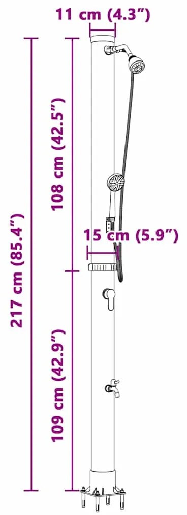 Chuveiro Solar Portátil com Cabeça de Chuveiro de Mão de 217 cm, 20 L