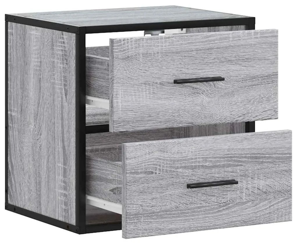 Mesas de cabeceira de parede 2 pcs 40x31x39,5cm cinzento sonoma