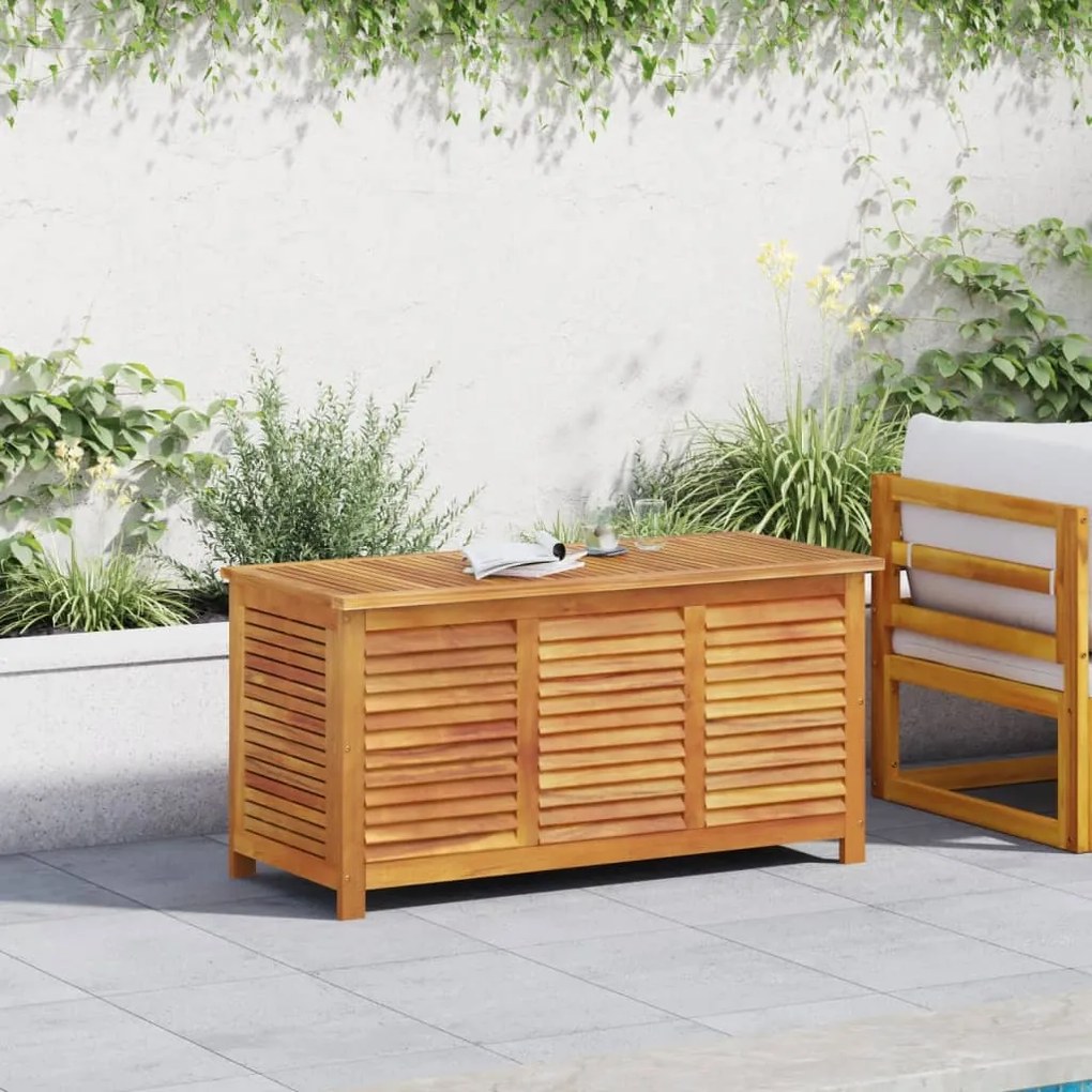 Caixa arrumação jardim c/ veneziana 113x50x56 cm acácia maciça