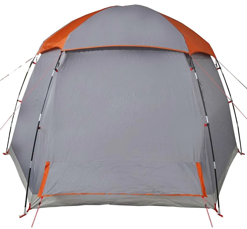 Tenda familiar estilo Igloo 6 pessoas imperm. cinza/laranja
