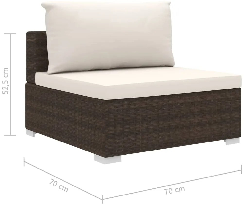 4 pcs conjunto lounge jardim c/ almofadões vime PE castanho