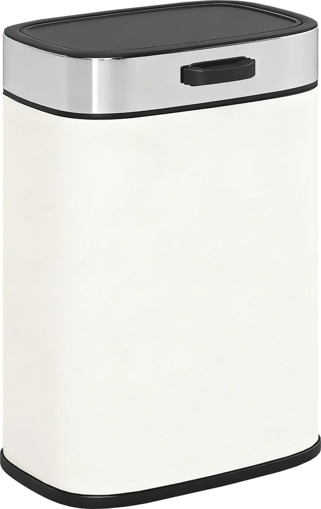 HOMCOM Lixeira 5 L, posicionável independente ou pendurada, aço inox, creme branco | Aosom Portugal