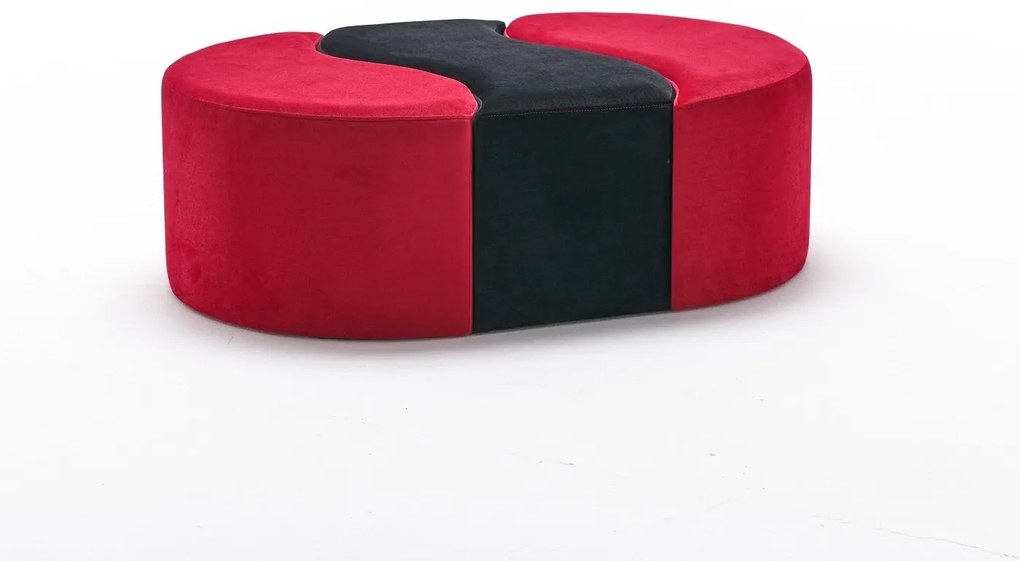 Pouffe Alya Puf – Preto e Vermelho – 120x40x80 cm
