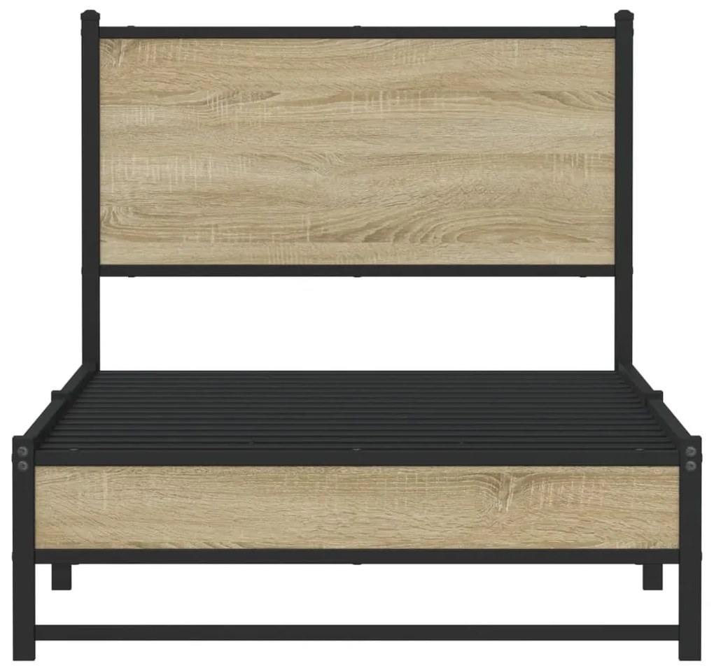 Estrutura de cama sem colchão 75x190 cm metal carvalho sonoma