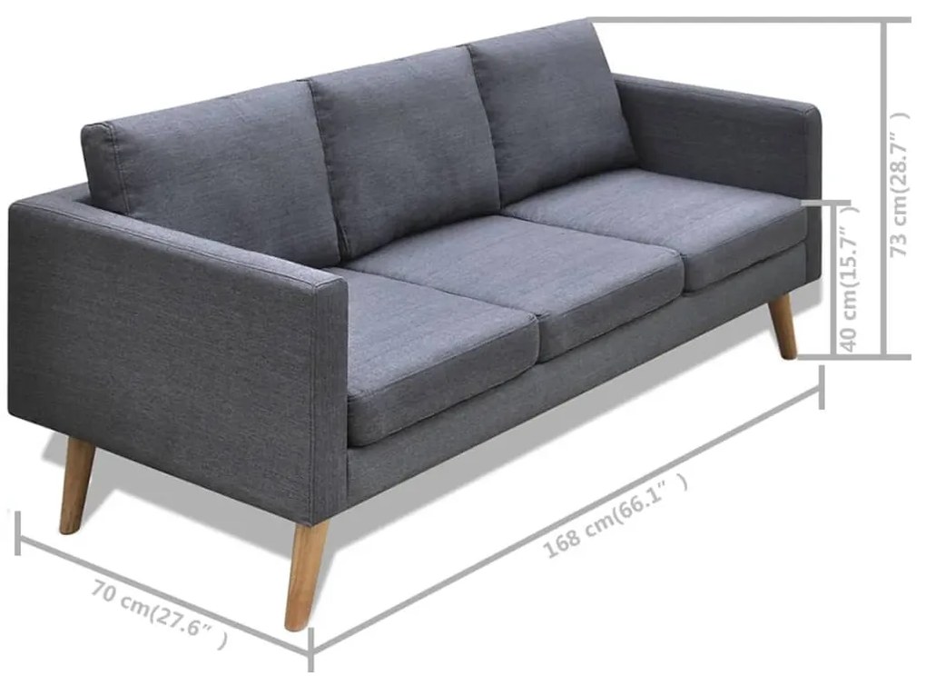 Conjunto de sofás de 2 lugares e 3 lugares tecido cinza escuro