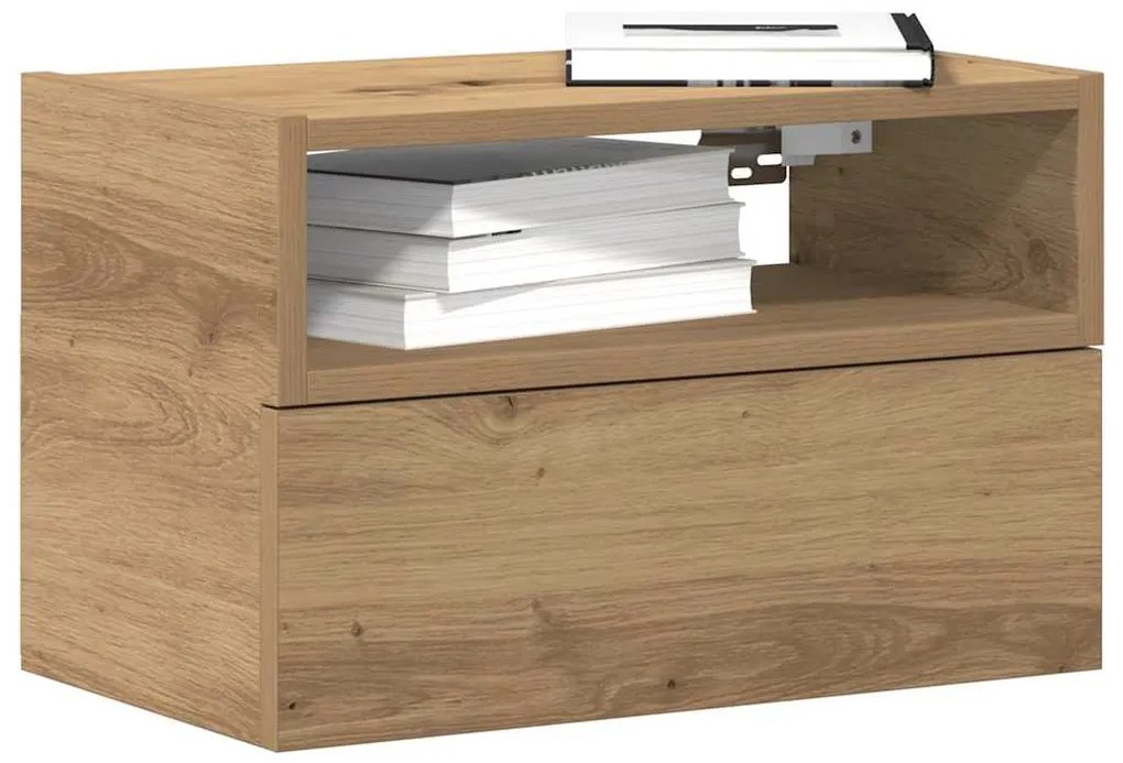 vidaXL Mesa de cabeceira de parede 45x26x28,5cm cor carvalho artisiano