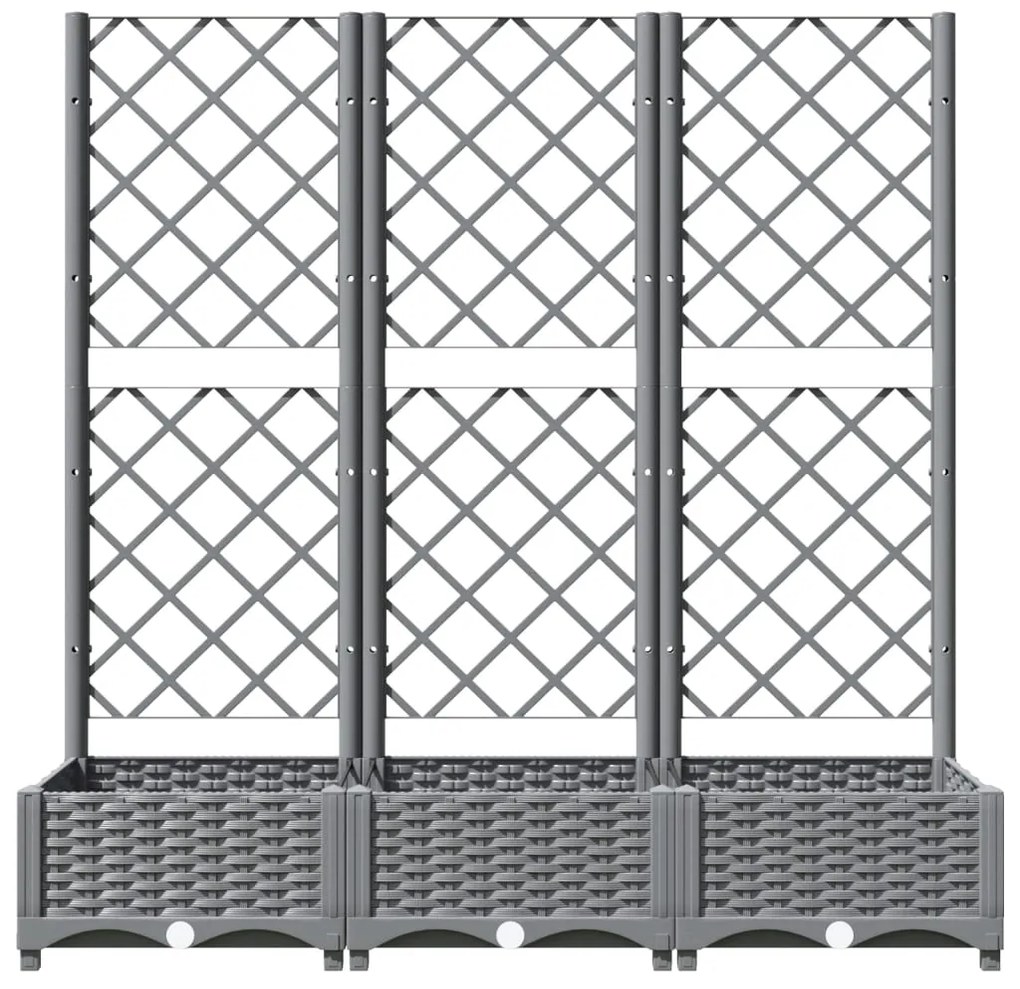 Vaso/floreira jardim c/ treliça 120x40x121,5 cm PP cinza-claro