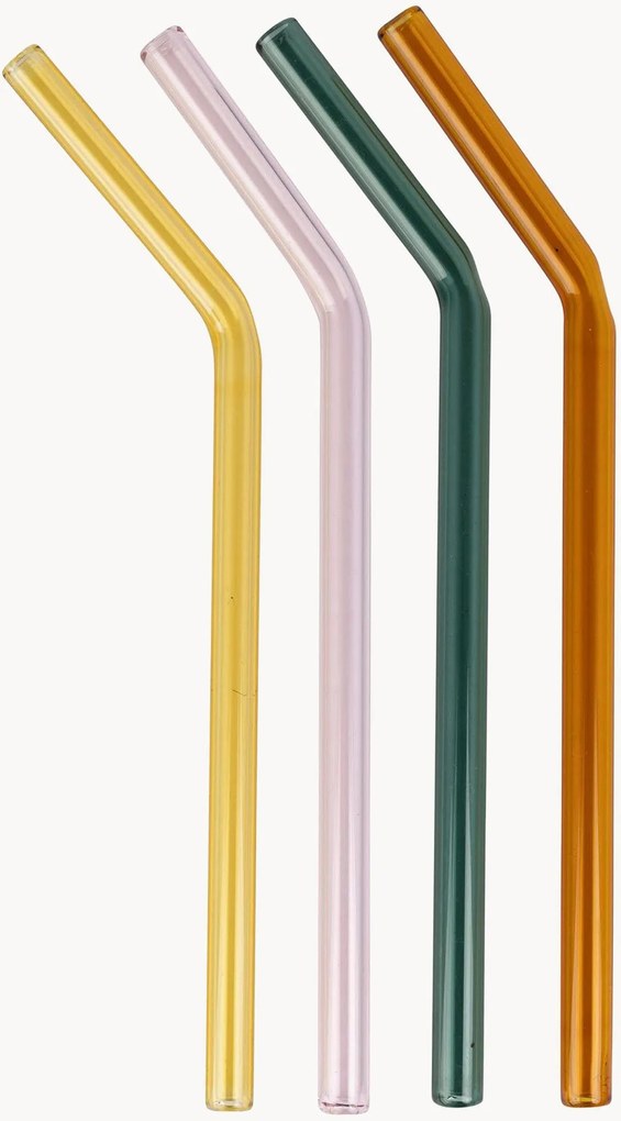 Palhinhas em vidro de borossilicato Funky, conjunto de 4