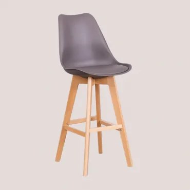 Banco Alto Nórdico Com Almofada De Couro Sintético Toupeira & ↑75 Cm - Sklum