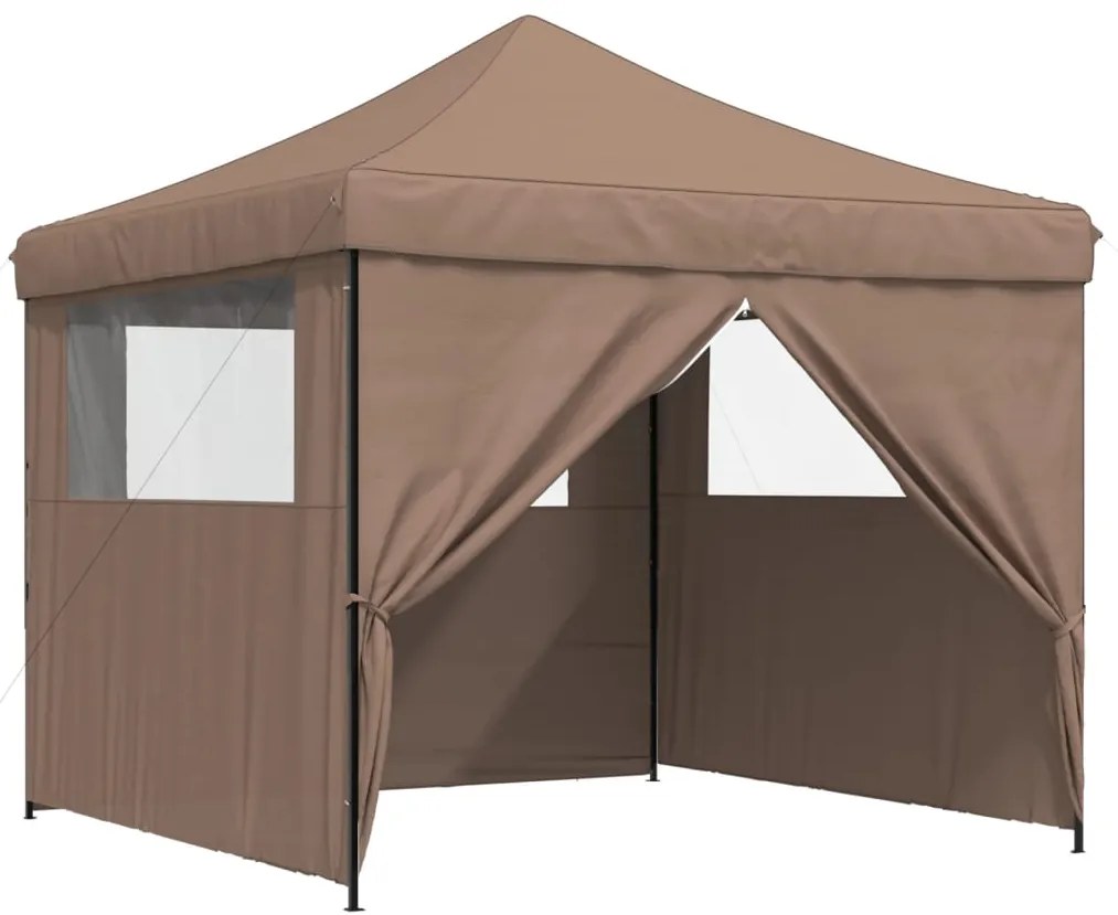 Tenda p/ festas pop-up dobrável com 4 paredes laterais castanho