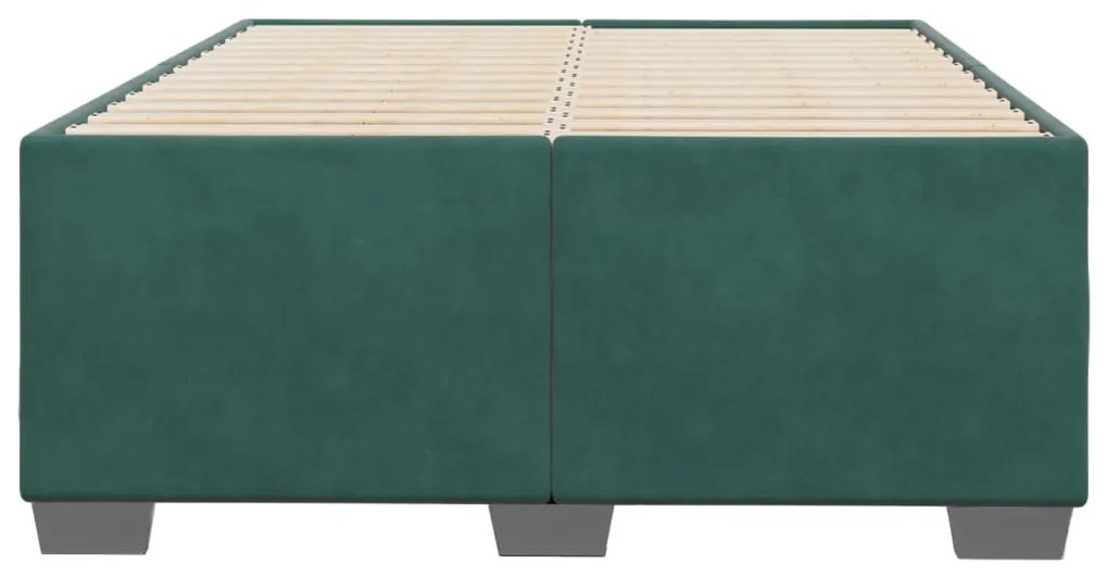 Estrutura de cama sem colchão 120x200 cm veludo verde-escuro