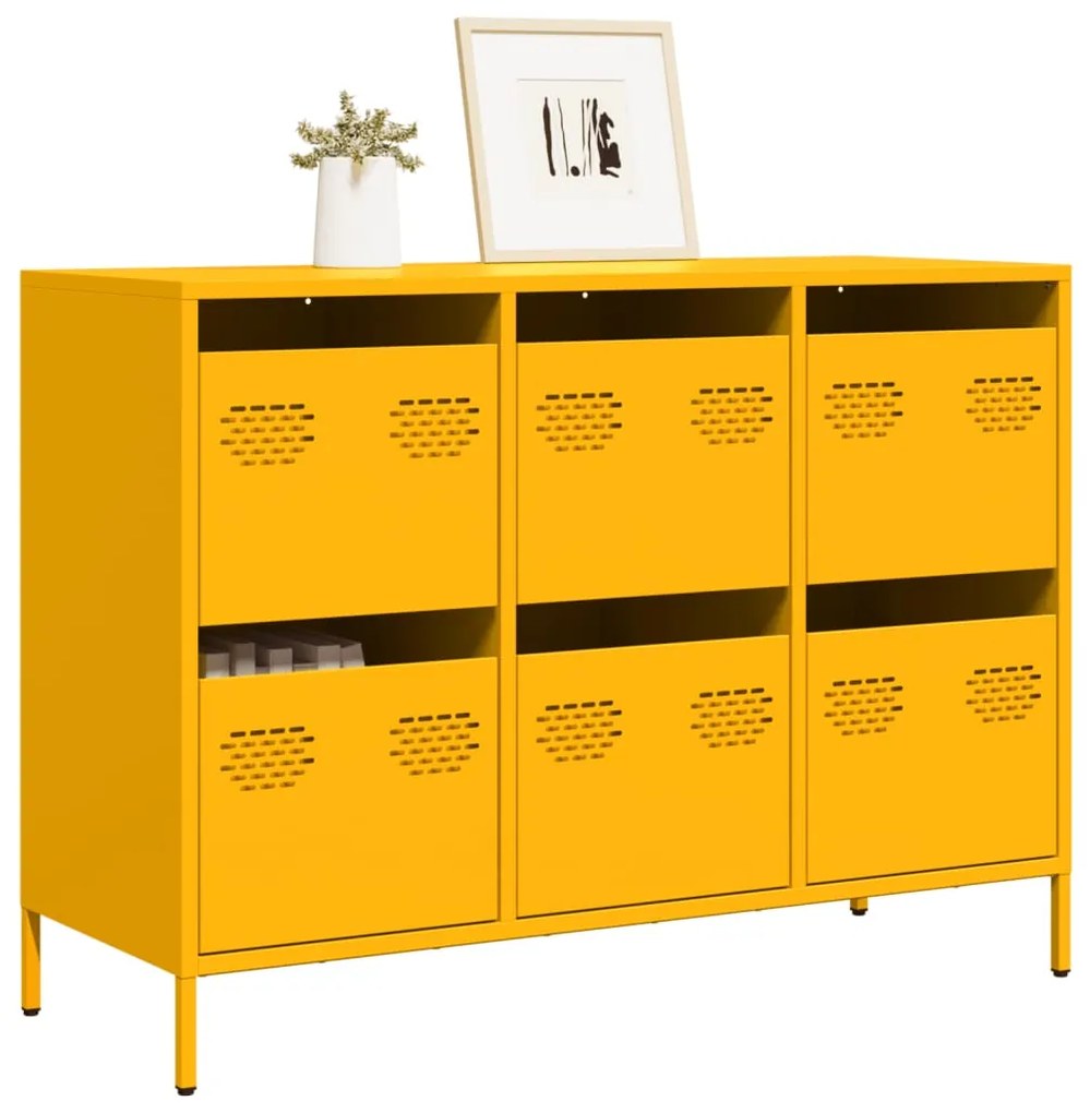 Aparador 101,5x39x73,5 cm aço laminado a frio amarelo mostarda