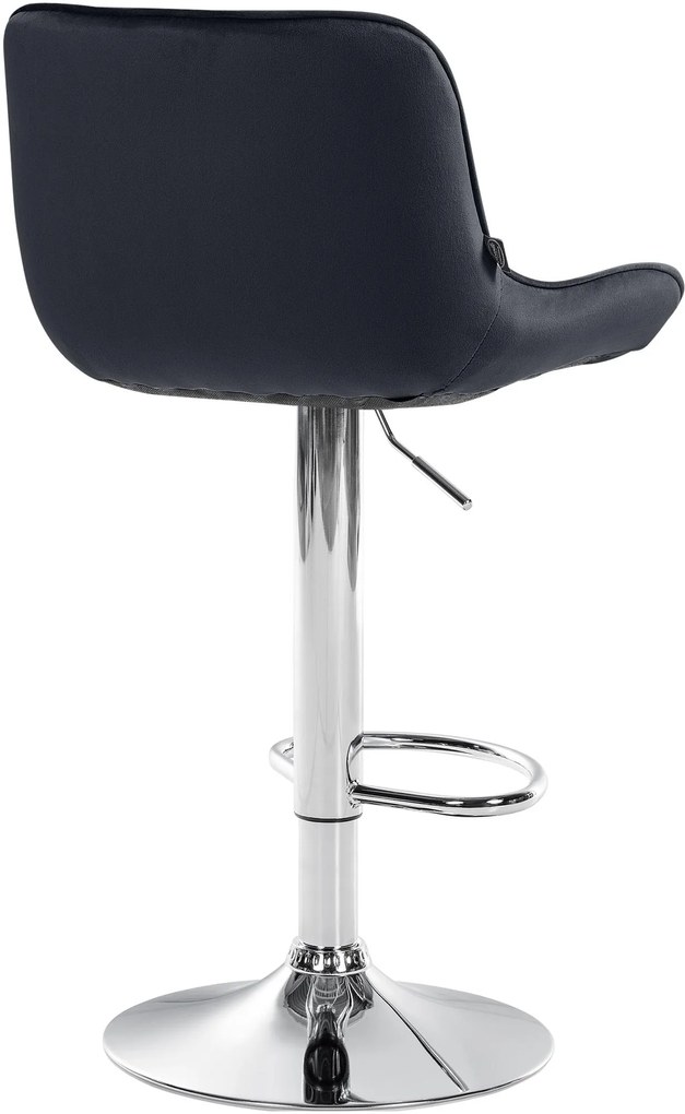 Banco alto em veludo com estrutura prateada 85-106 x 49 x 51 cm preto