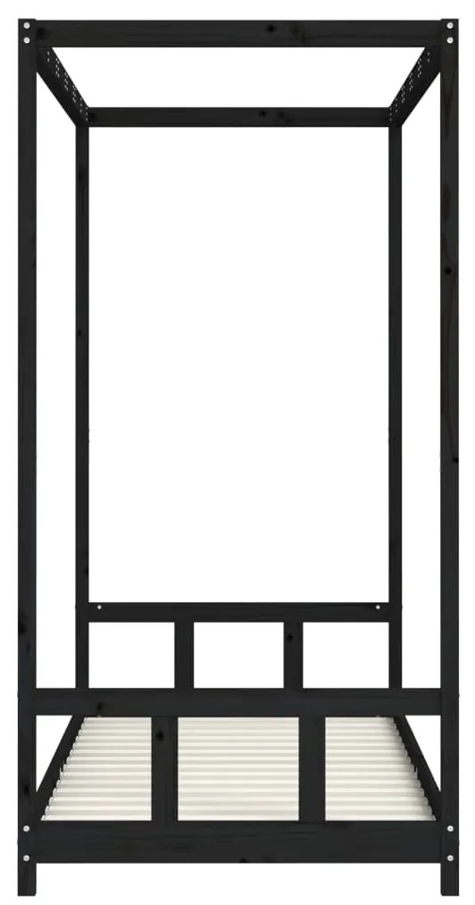 Estrutura de cama infantil 90x200 cm pinho maciço preto